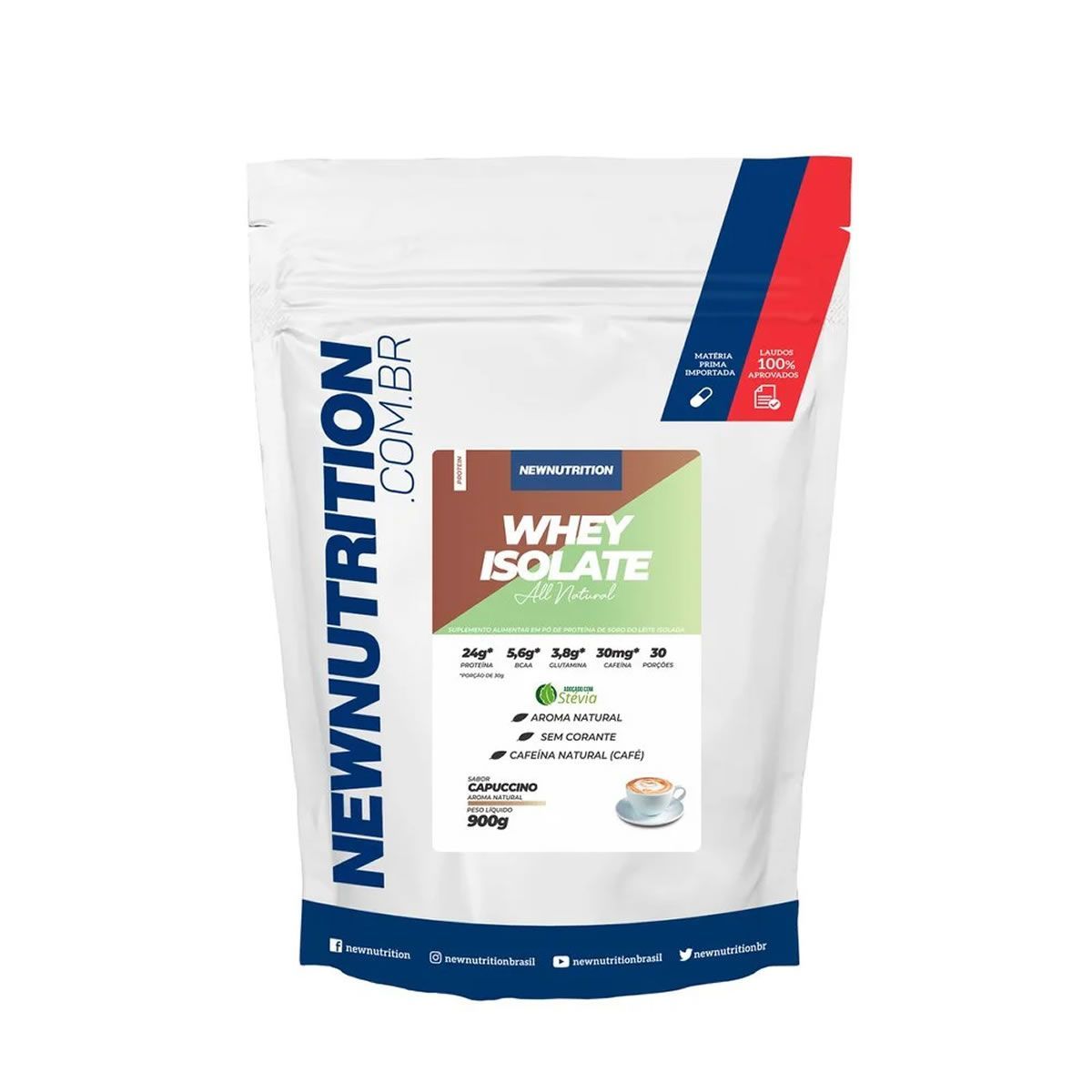 Whey Isolate All Natural - 900g Refil Cappuccino - NewNutrition*** Data Venc. 30/10/23