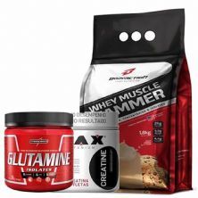 Whey Muscle Hammer - 1800g Cookies e Cream + Creatine 100g + Glutamine 150g - IntegralM�dica