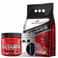 Whey Muscle Hammer - 1800g Morango + Creatine 100g + Glutamine 150g - IntegralM�dica