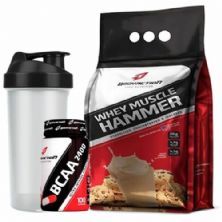 Whey Muscle Hammer - 900g Cookies e Cream + BCAA 100 C�psulas + Coqueteleira 600ml - OtimaNutri