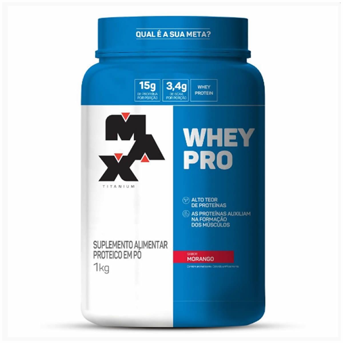 Whey Pro - 1000g Morango - Max Titanium*** Data Venc. 01/01/2025
