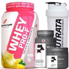 Whey PRO-F 900g Frutas BodyAction + BCAA 200 C�psulas + Creatine 100g Max Titanium + Coqueteleira 600ml