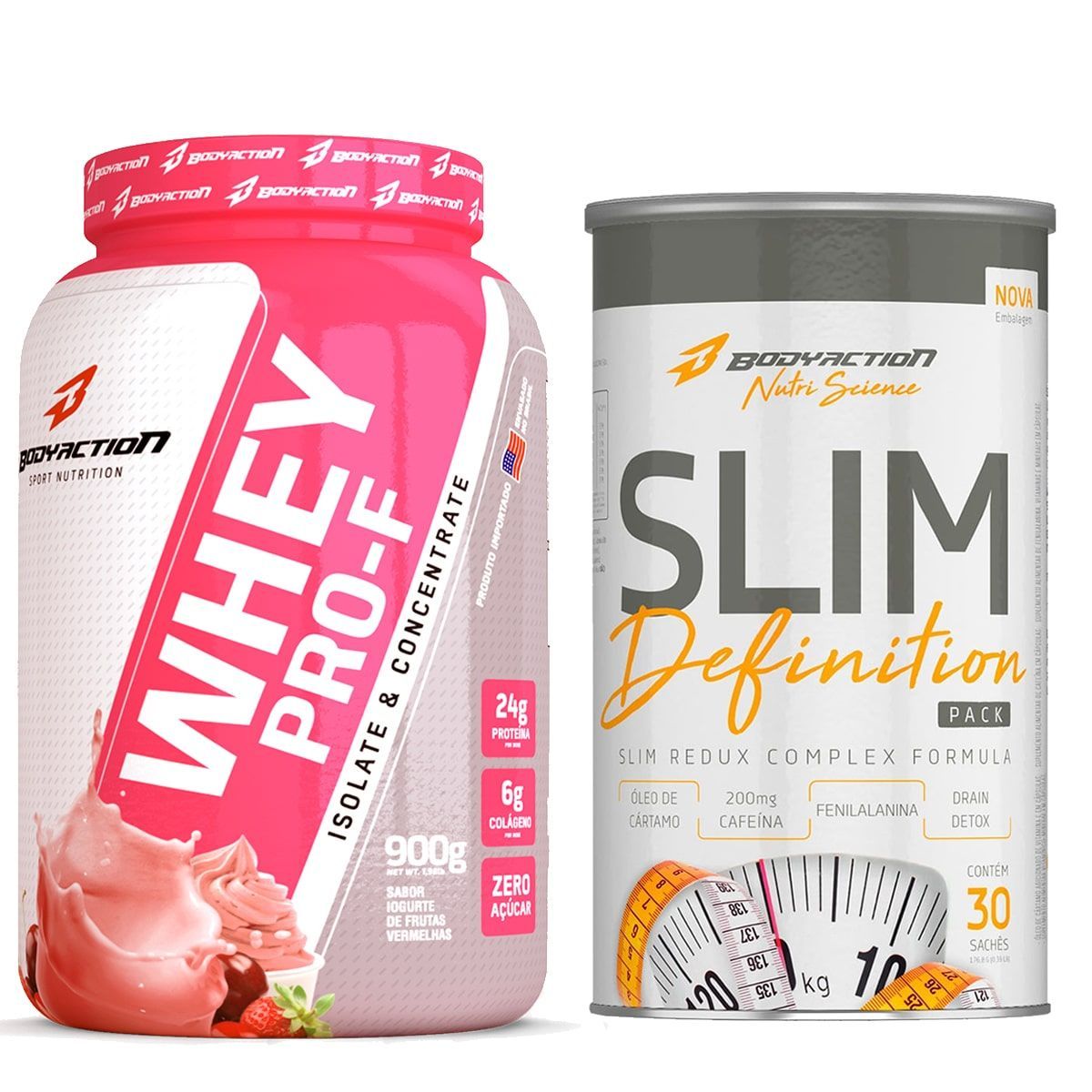 Whey PRO-F - 900g Iogurte com Frutas Vermelhas + Slim Definition  30 Sach�s - BodyAction