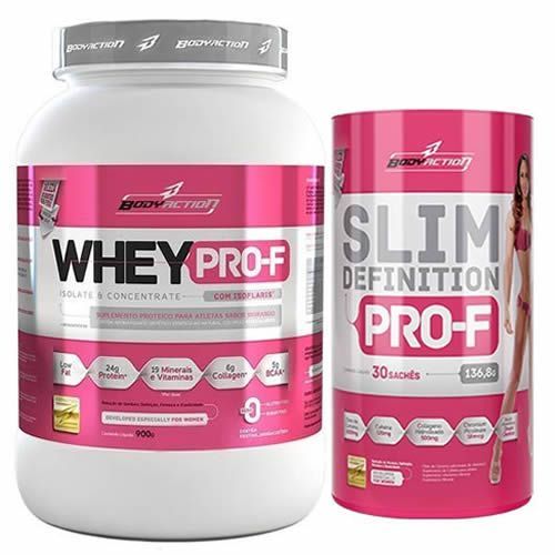 Whey PRO-F - 900g Pess�go + Slim Definition 30 Sach�s - BodyAction