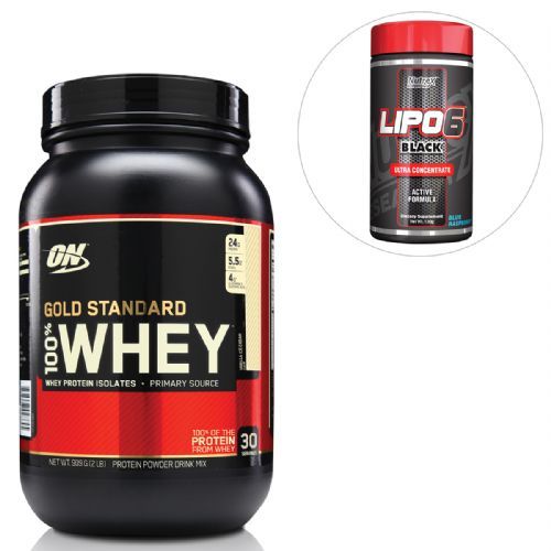 Kit Whey Protein 100% Gold Standard - 909g Baunilha + Lipo 6 Black Powder Brazil - Nutrex