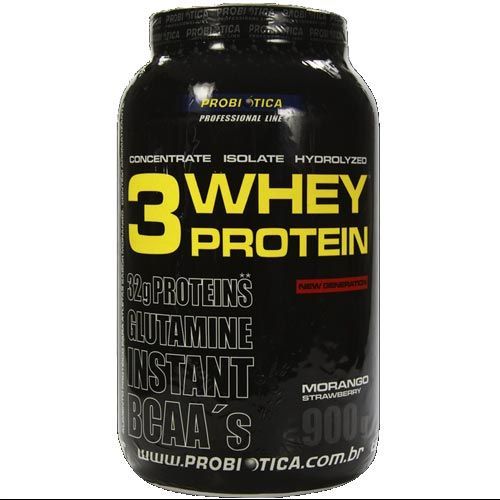 Whey Protein 3W - 900g Morango - Probi�tica