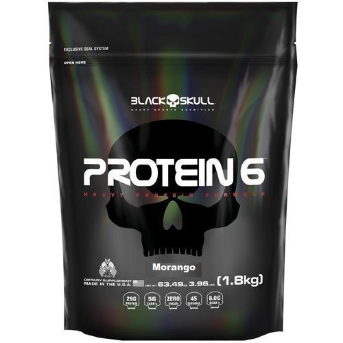 Whey Protein 6 - 1800g Refil Morango - Black Skull