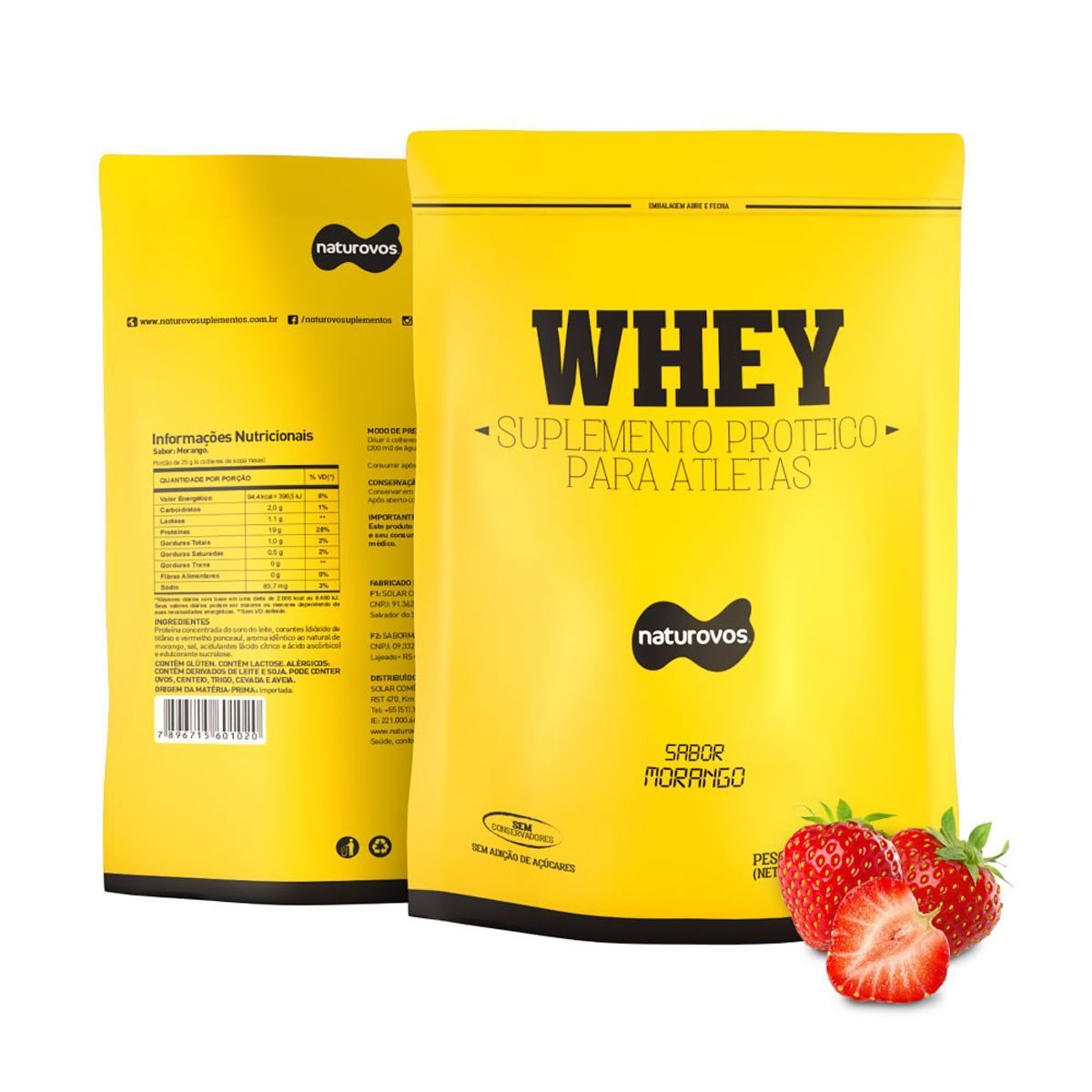 Whey Protein - 907g Refil Morango - Naturovos*** Data Venc. 30/09/2022