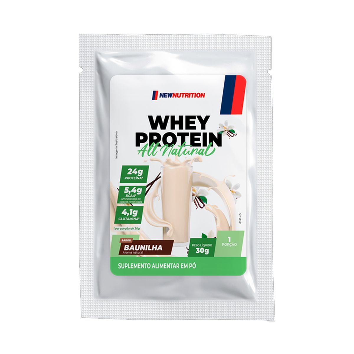 Whey Protein All Natural - 1 Sach� 30g Baunilha - NewNutrition