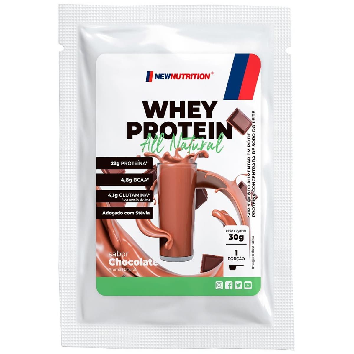 Whey Protein All Natural - 1 Sach� 30g Chocolate - NewNutrition
