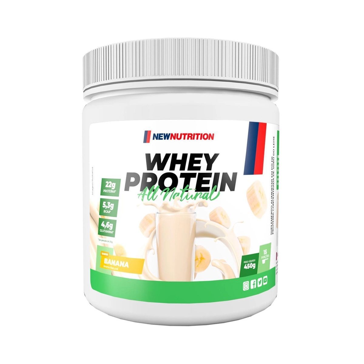 Whey Protein Concentrado All Natural - 450g Banana - New Nutrition