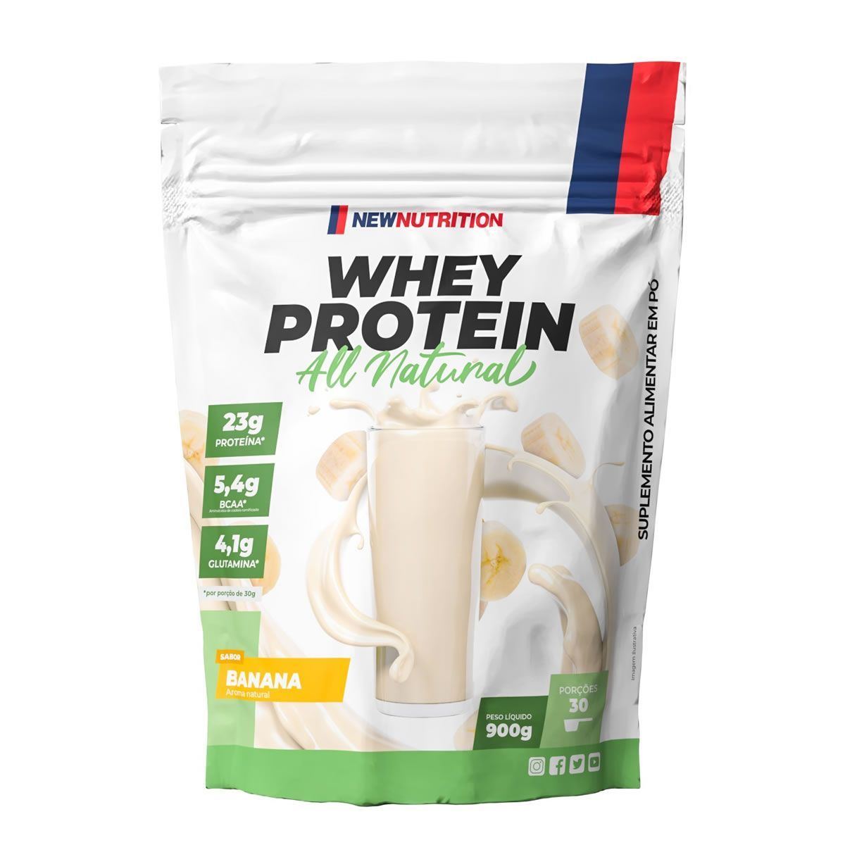 Whey Protein All Natural - 900g Refil Banana - NewNutrition