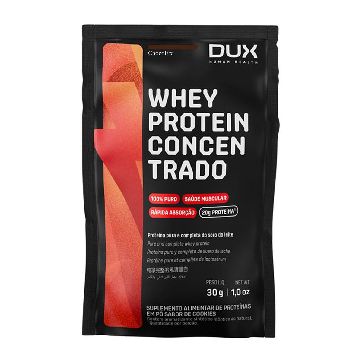 Whey Protein Concentrado - 1 Sach� 28g Chocolate - Dux Nutrition*** Data Venc. 30/07/2026