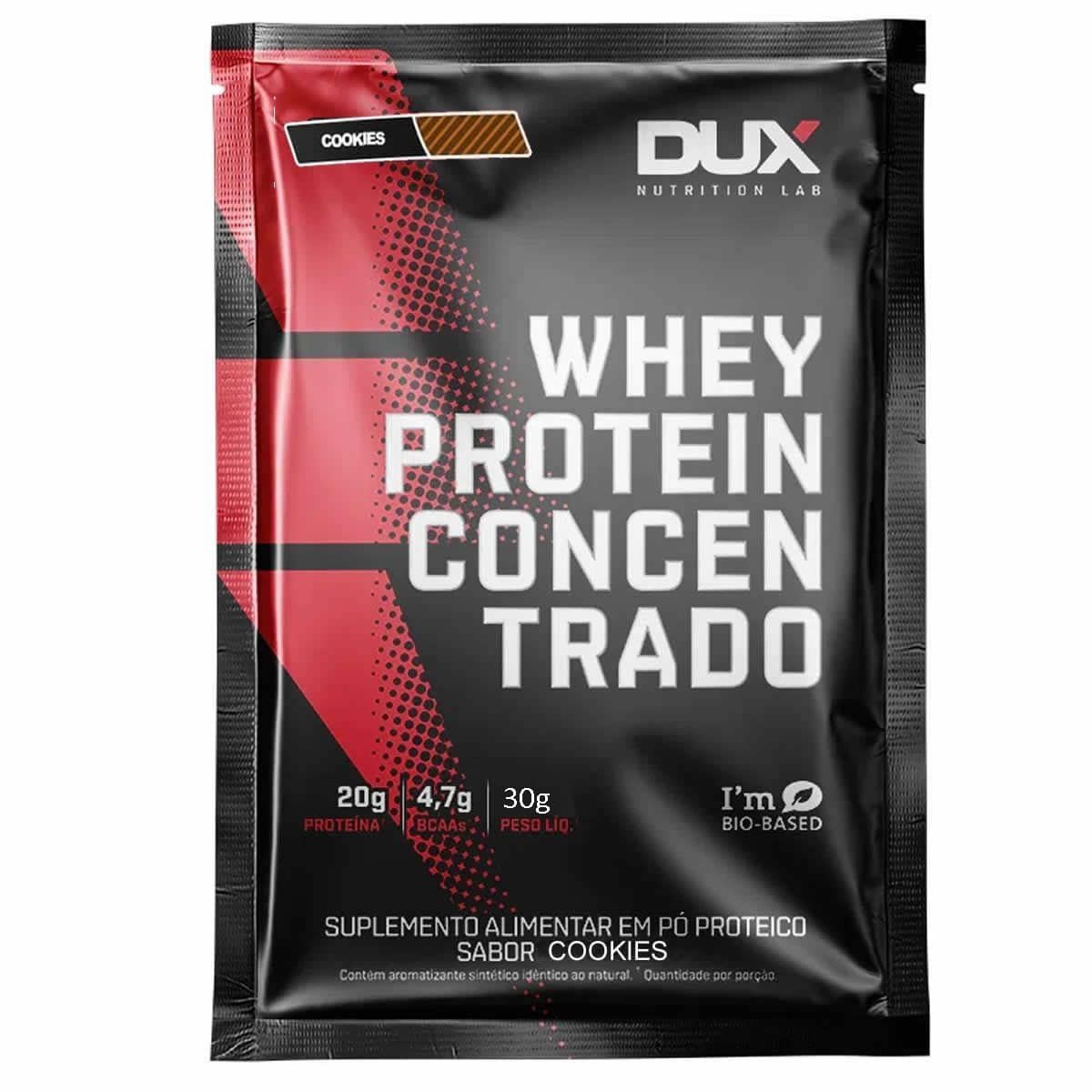 Whey Protein Concentrado - 1 Sach� 30g Cookies  - Dux Nutrition*** Pequena avaria na embalagem** Data Venc. 30/08/2026