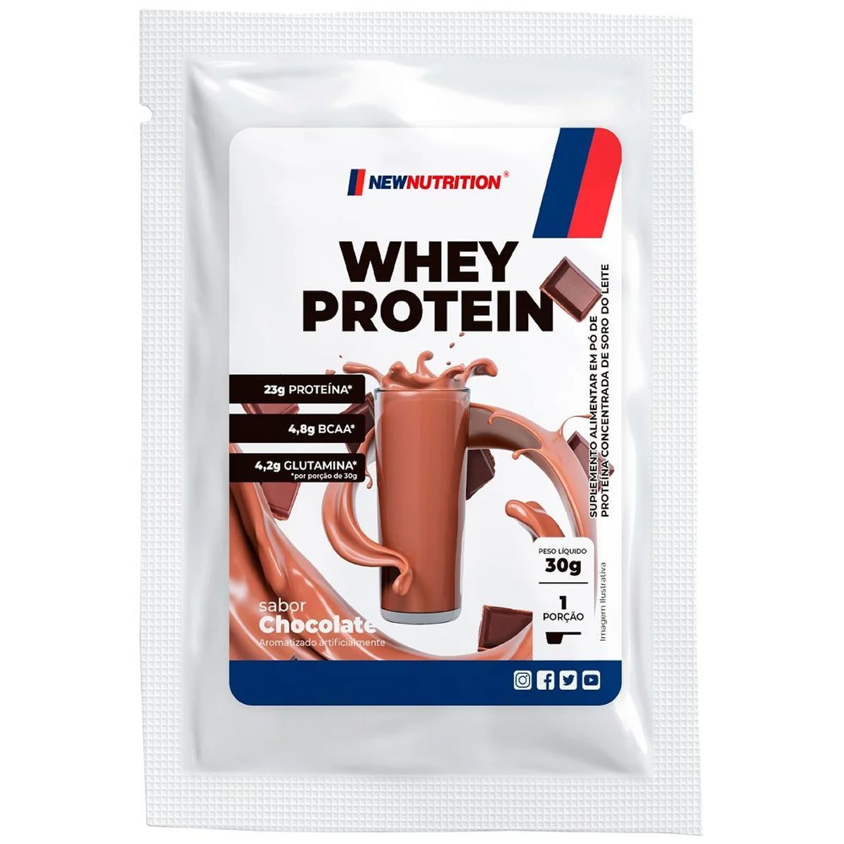 Whey Protein Concentrado - 1 Sach� 30g Chocolate - NewNutrition*** Data Venc. 30/11/2022