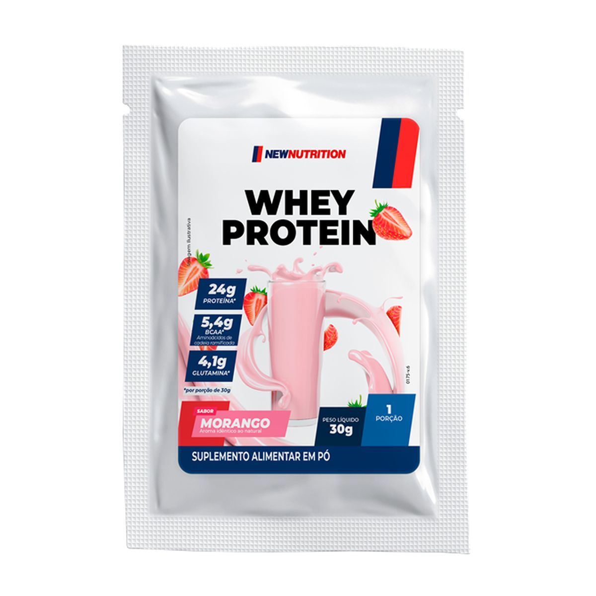 Whey Protein Concentrado - 1 Sach� 30g Morango - NewNutrition