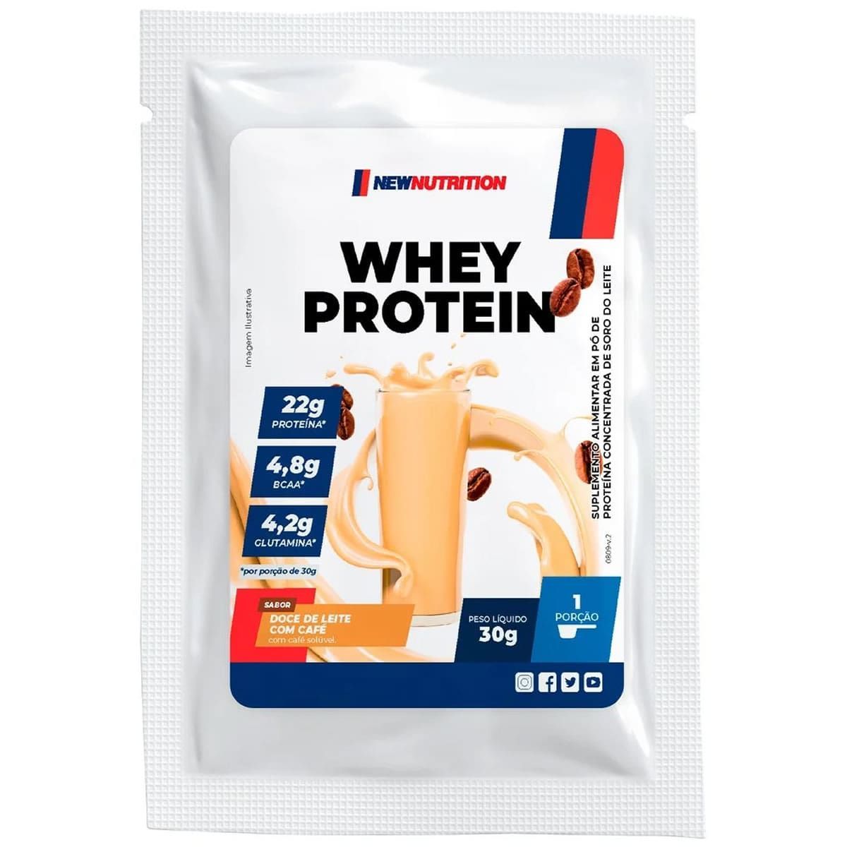 Whey Protein Concentrado - 1 Sach�s 30g Doce de Leite com Caf� - NewNutrition