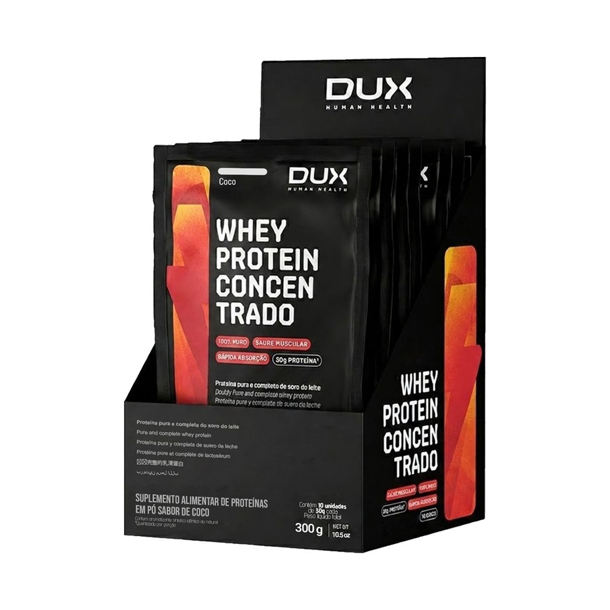 Whey Protein Concentrado - 10 Sach�s 30g Coco - Dux Nutrition