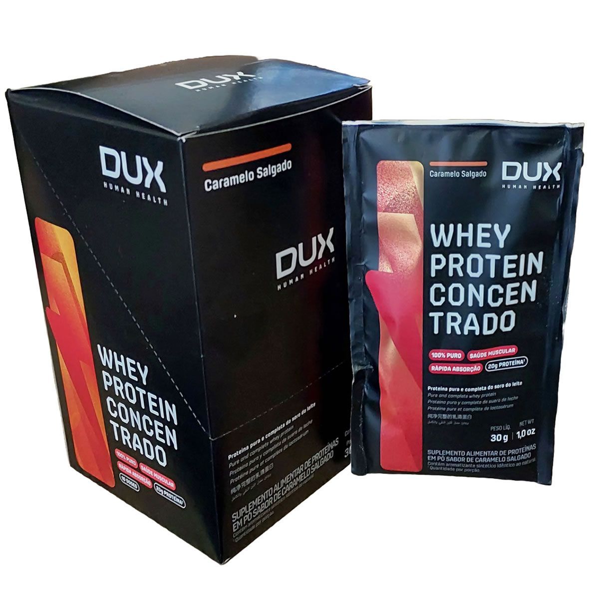 Whey Protein Concentrado - 10 Sach�s de 30g Caramelo Salgado - Dux Nutrition