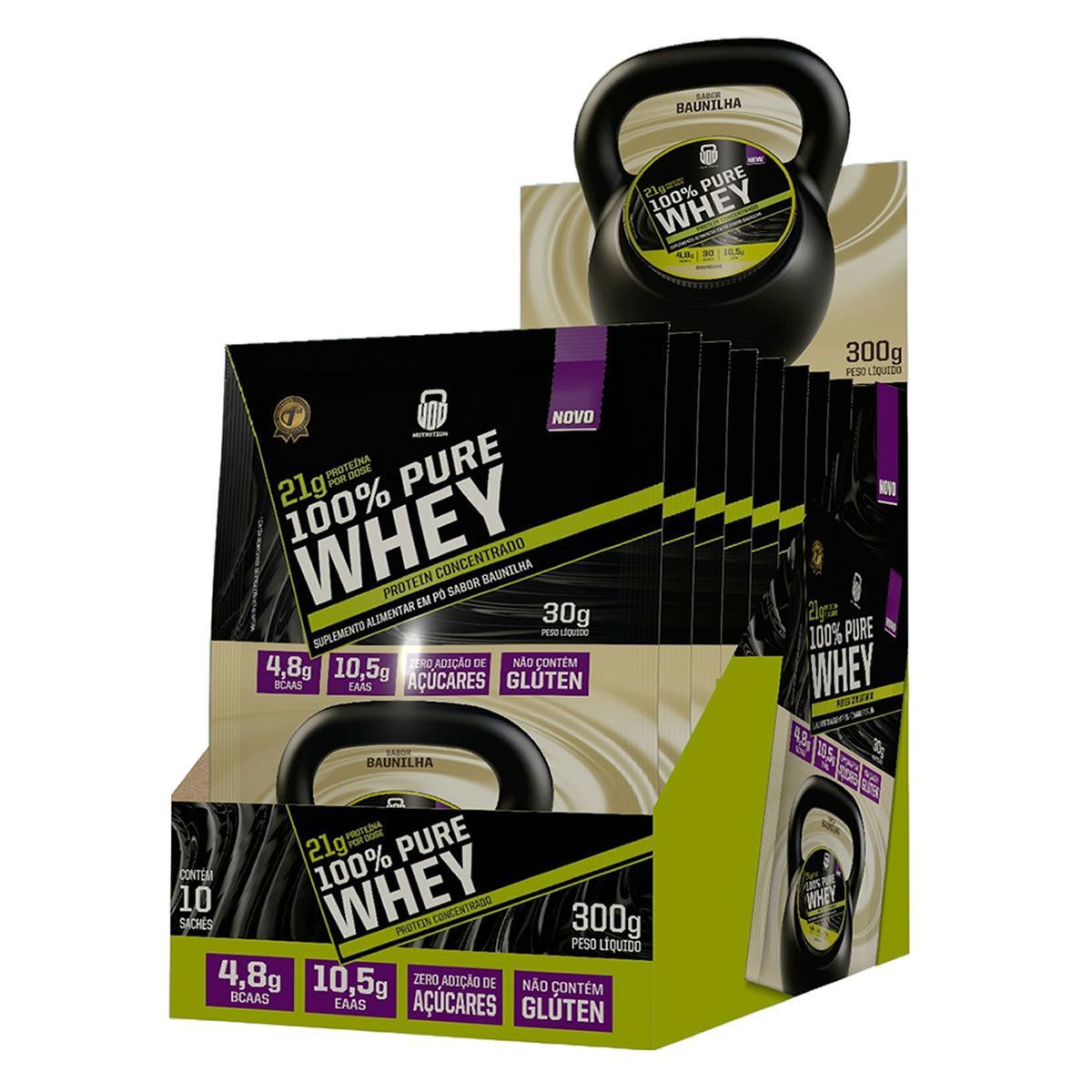 Whey Protein Concentrado 100% Pure - 10 Sach�s de 30g Baunilha - Wod Nutrition