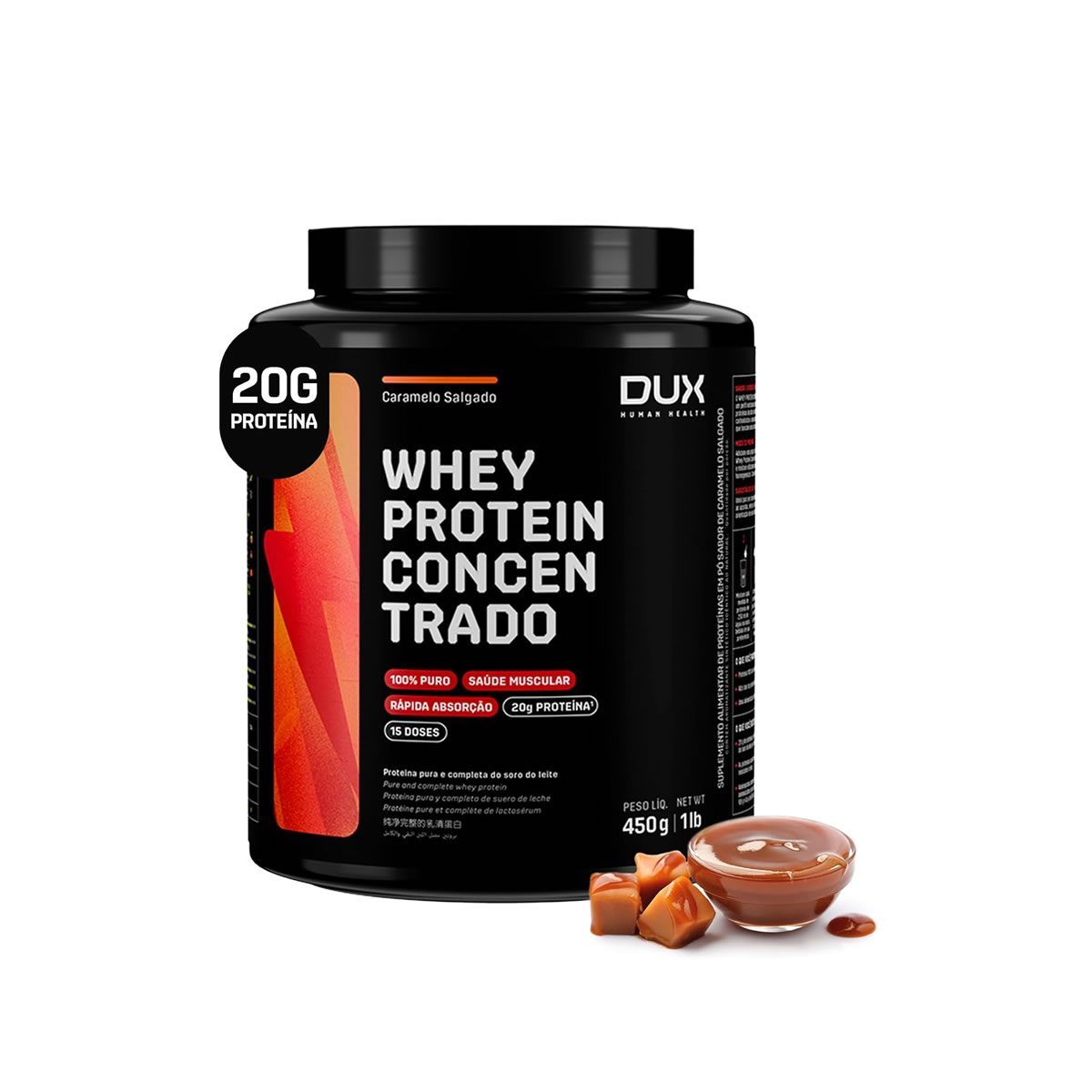 Whey Protein Concentrado - 450g Caramelo Salgado - Dux Nutrition