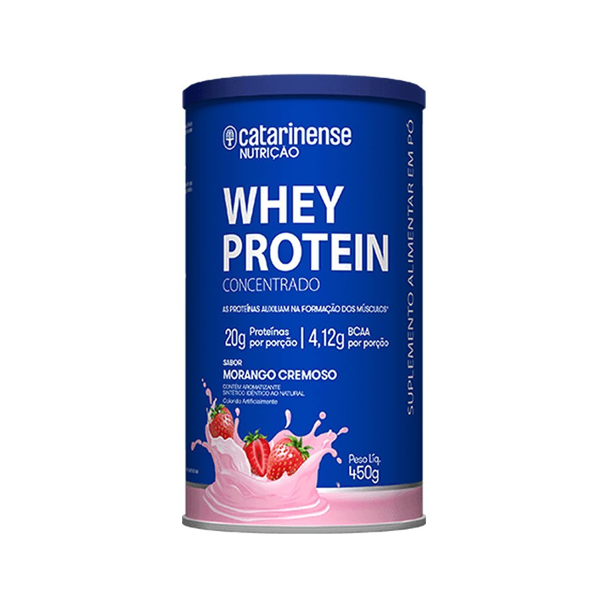 Whey Protein Concentrado - 450g Morango - Catarinense Nutri��o