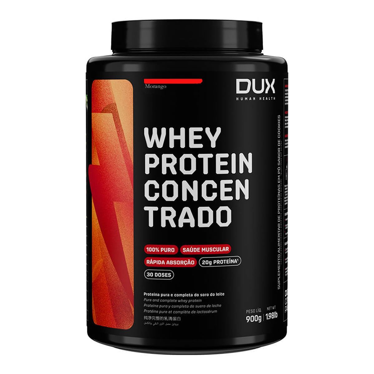 Whey Protein Concentrado - 900g Morango - Dux Nutrition