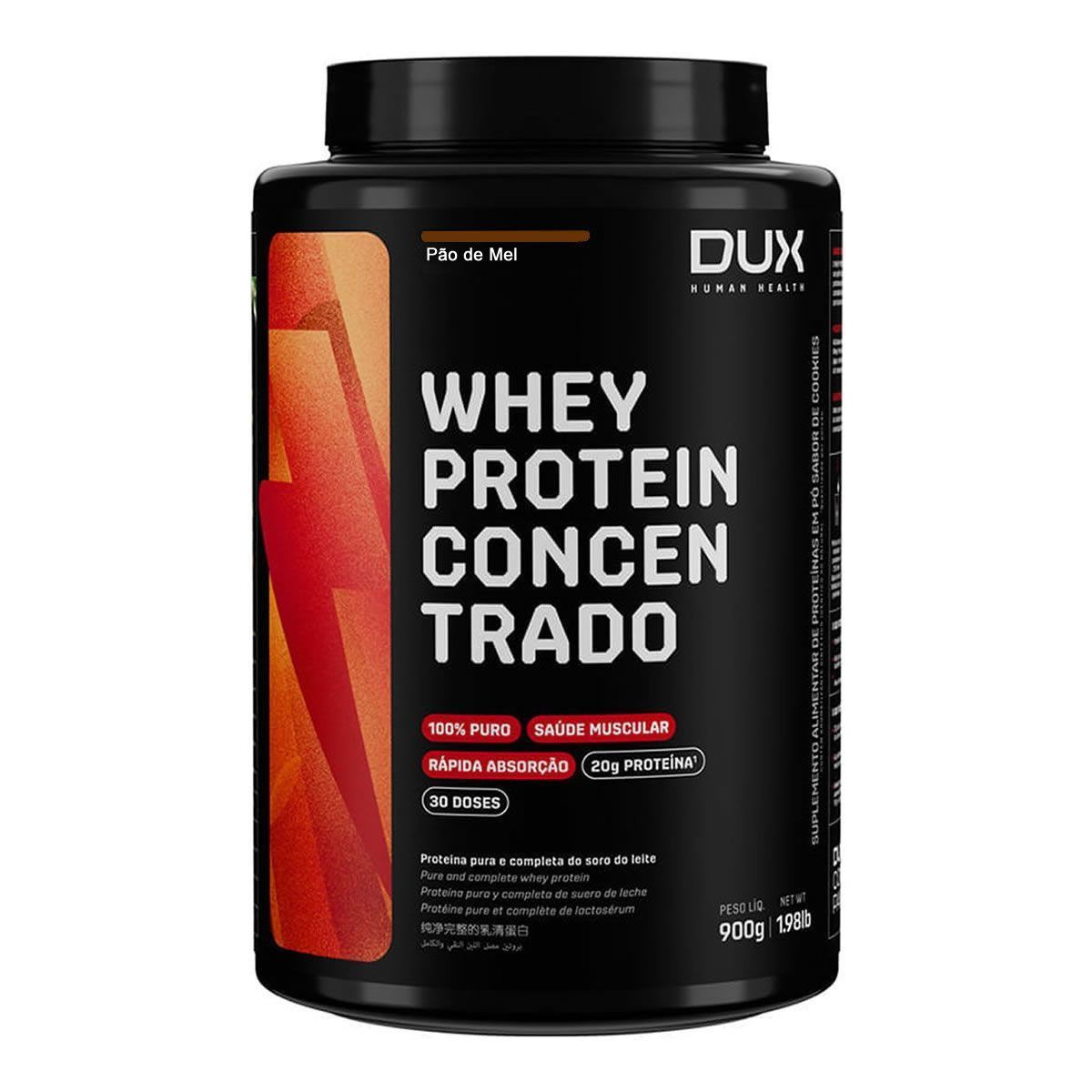 Whey Protein Concentrado - 900g P�o de Mel - Dux Nutrition