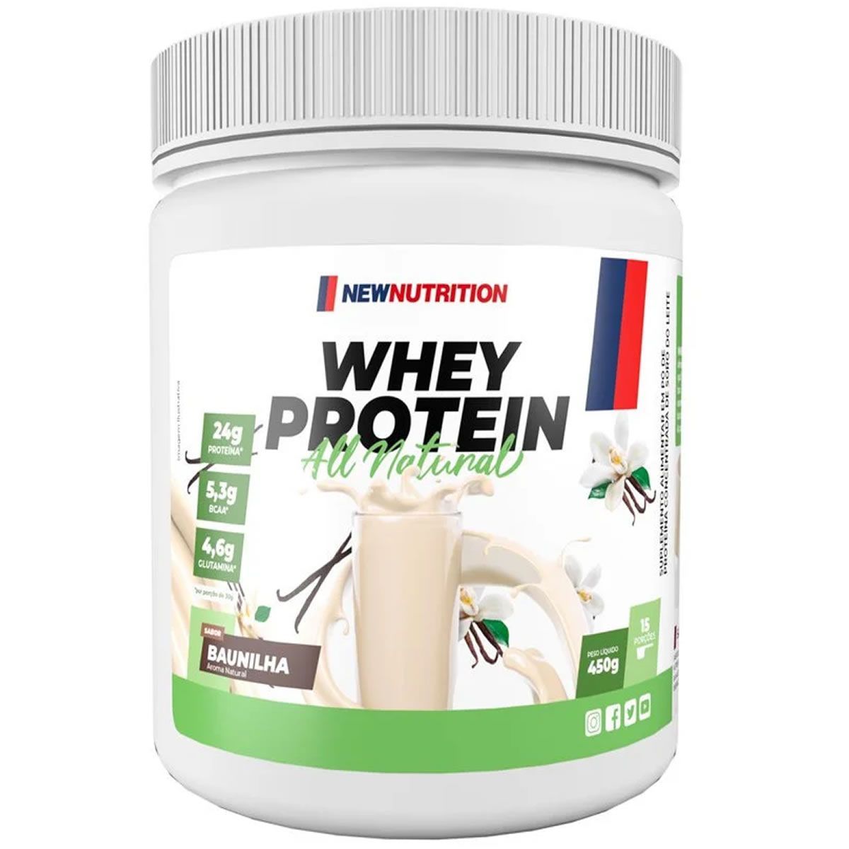 Whey Protein Concentrado All Natural - 450g Baunilha - NewNutrition