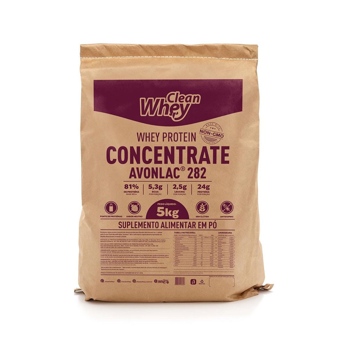 Whey Protein Concentrate Avonlac 282 - 5000g Neutro - Clean Whey