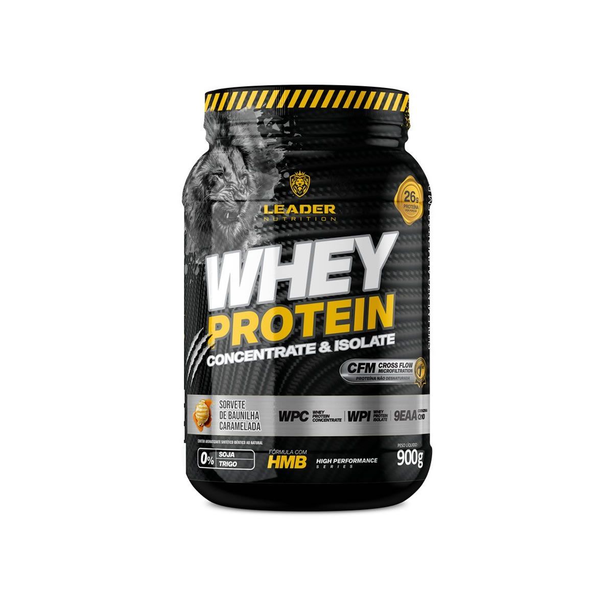 Whey Protein Concentrate & Isolate - 900g Sorvete de Baunilha Caramelada - Leader Nutrition