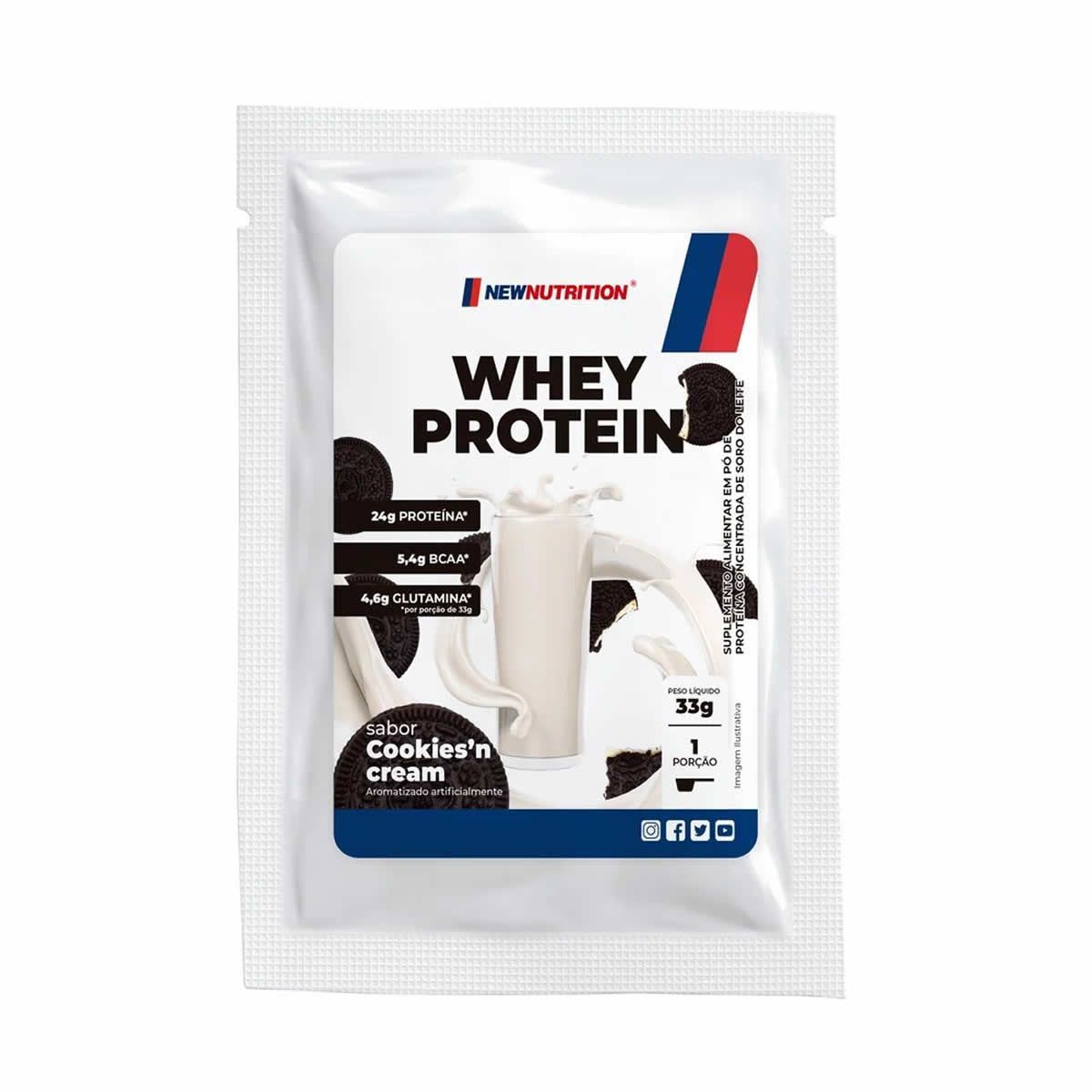 Whey Protein Concentrado - 1 Sach� 33g Cookies and Cream - Newnutrition
