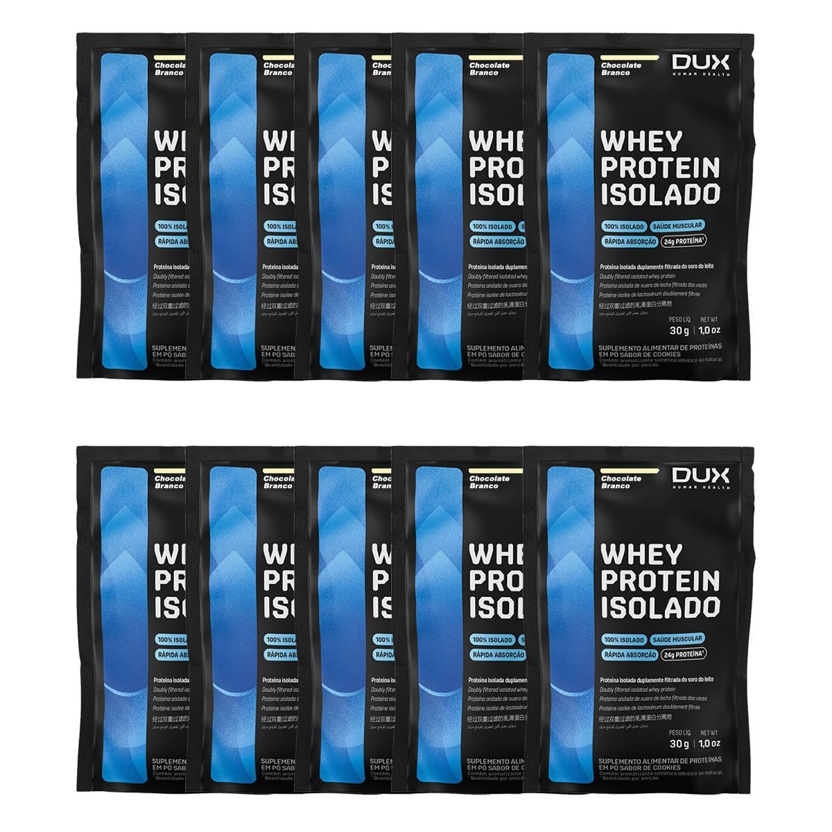 Whey Protein Isolado - 10 Sach�s 30g Chocolate Branco - Dux Nutrition