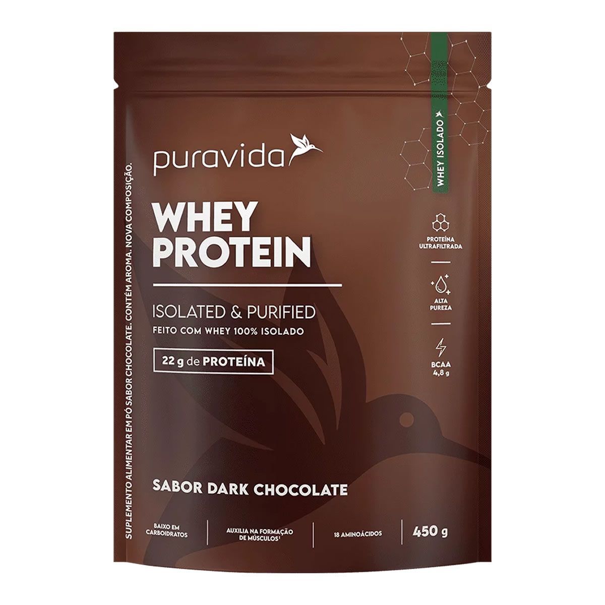 Whey Protein Isolado � 450g Refil Dark Chocolate � Pura Vida