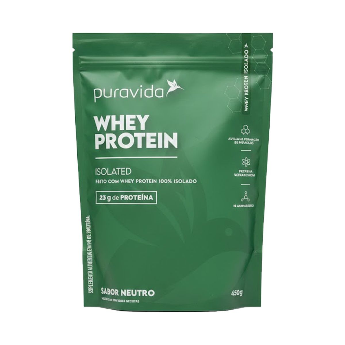Whey Protein Isolado � 450g Refil Neutro � Pura Vida