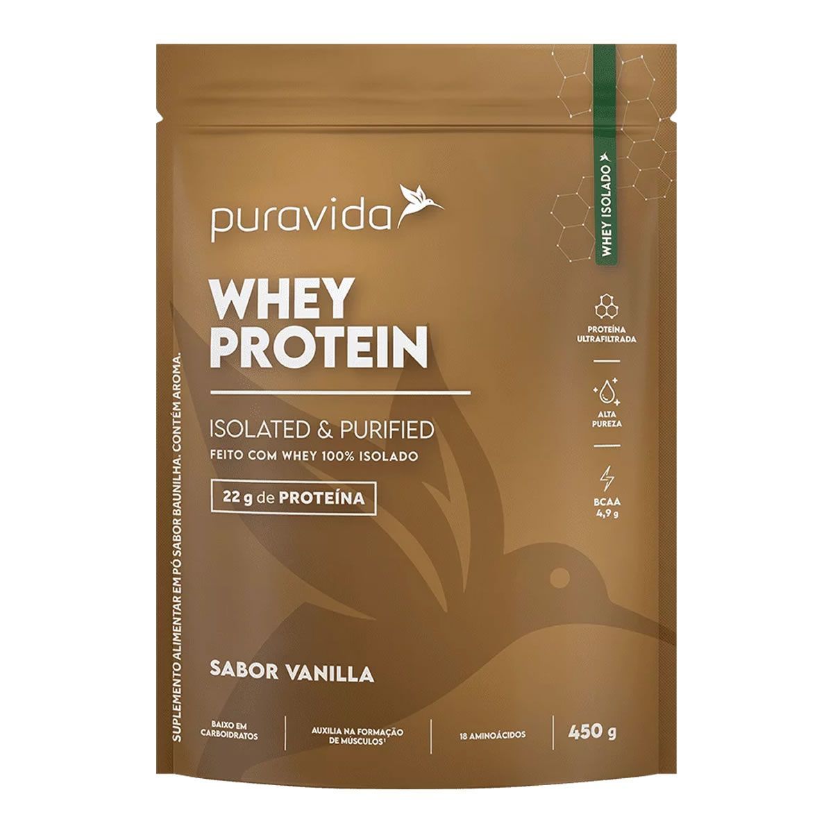 Whey Protein Isolado � 450g Refil Vanilla � Pura Vida