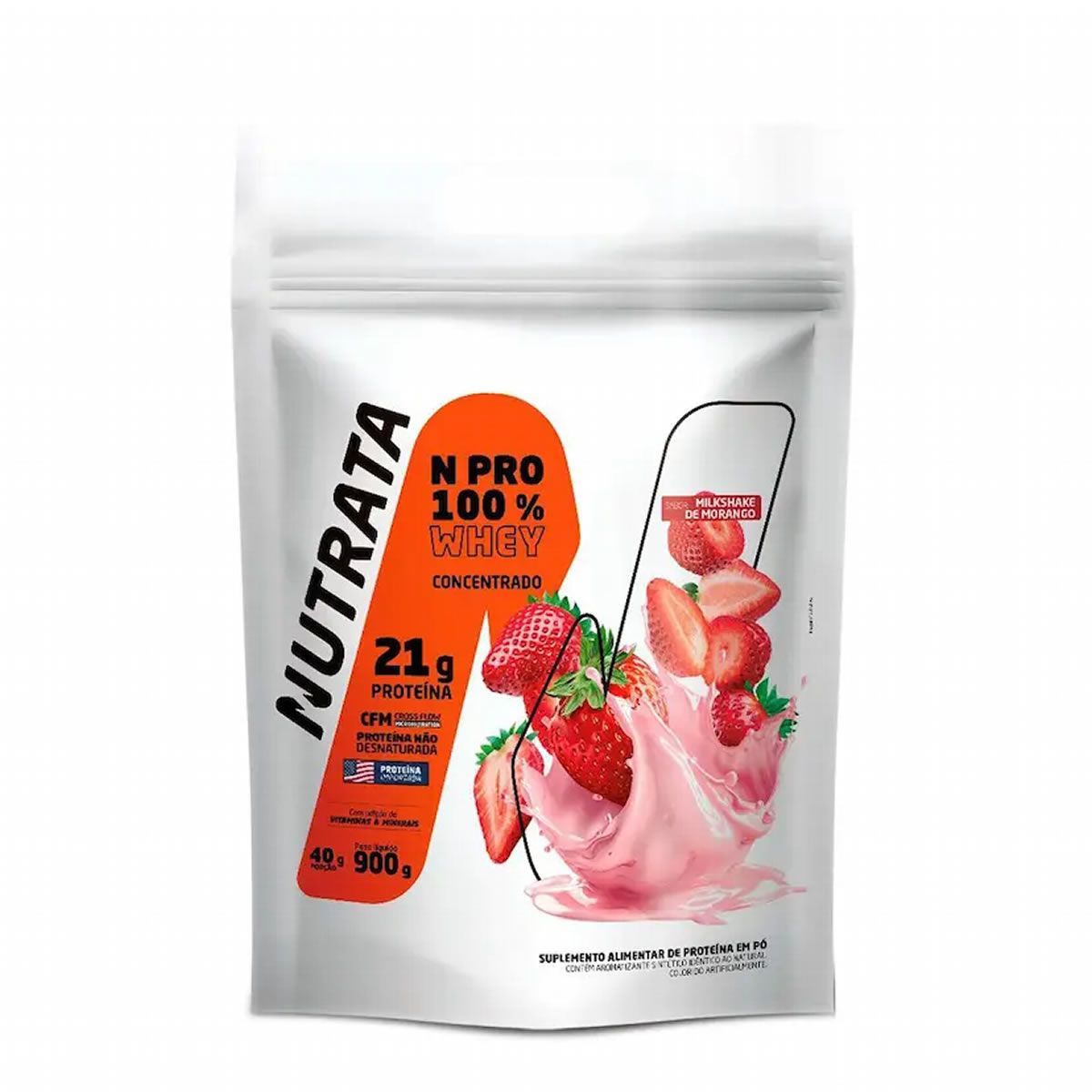 Whey Protein Npro - 900g Refil Morango - Nutrata