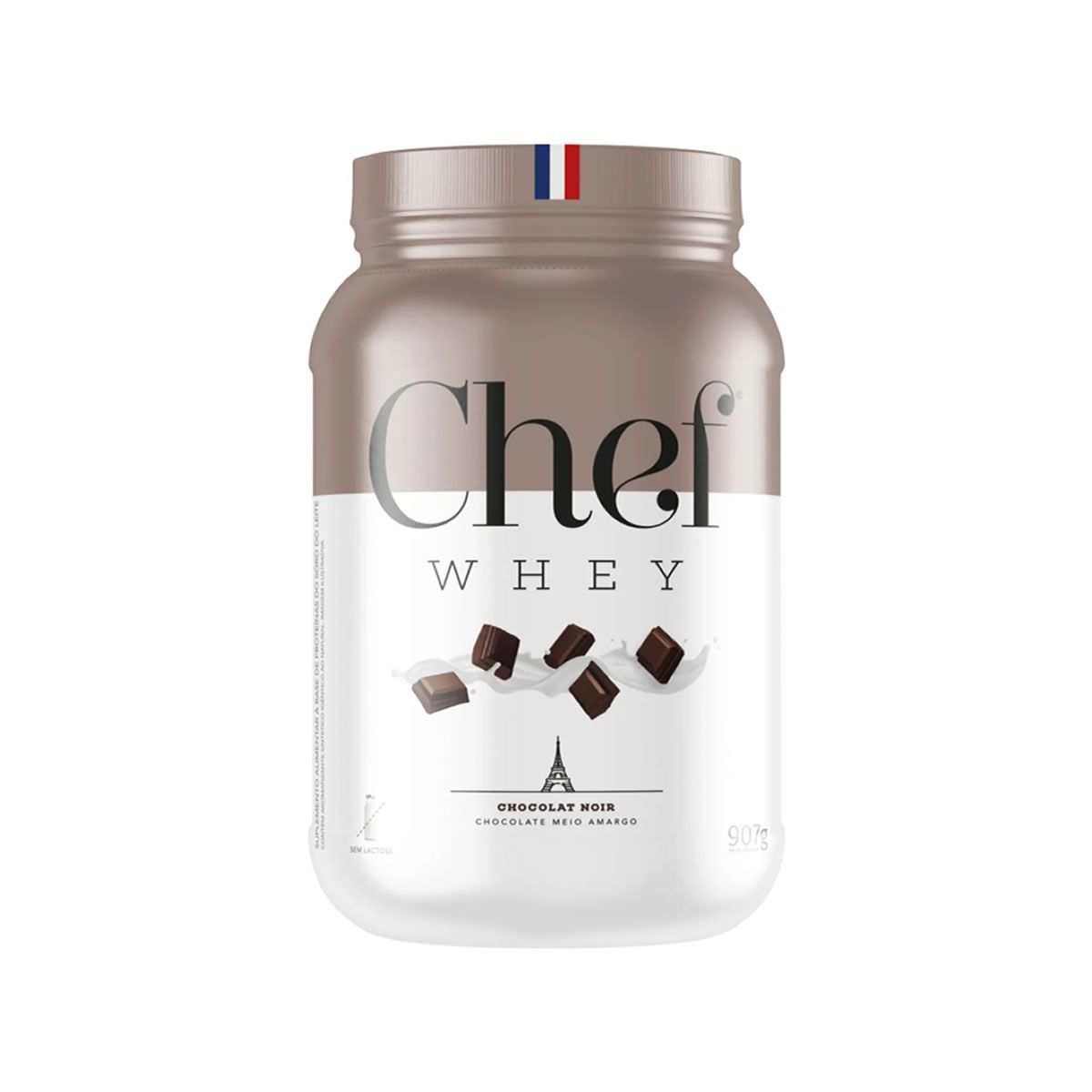 Whey Protein Sem Lactose - 907g Chocolate Meio Amargo - Chef Whey