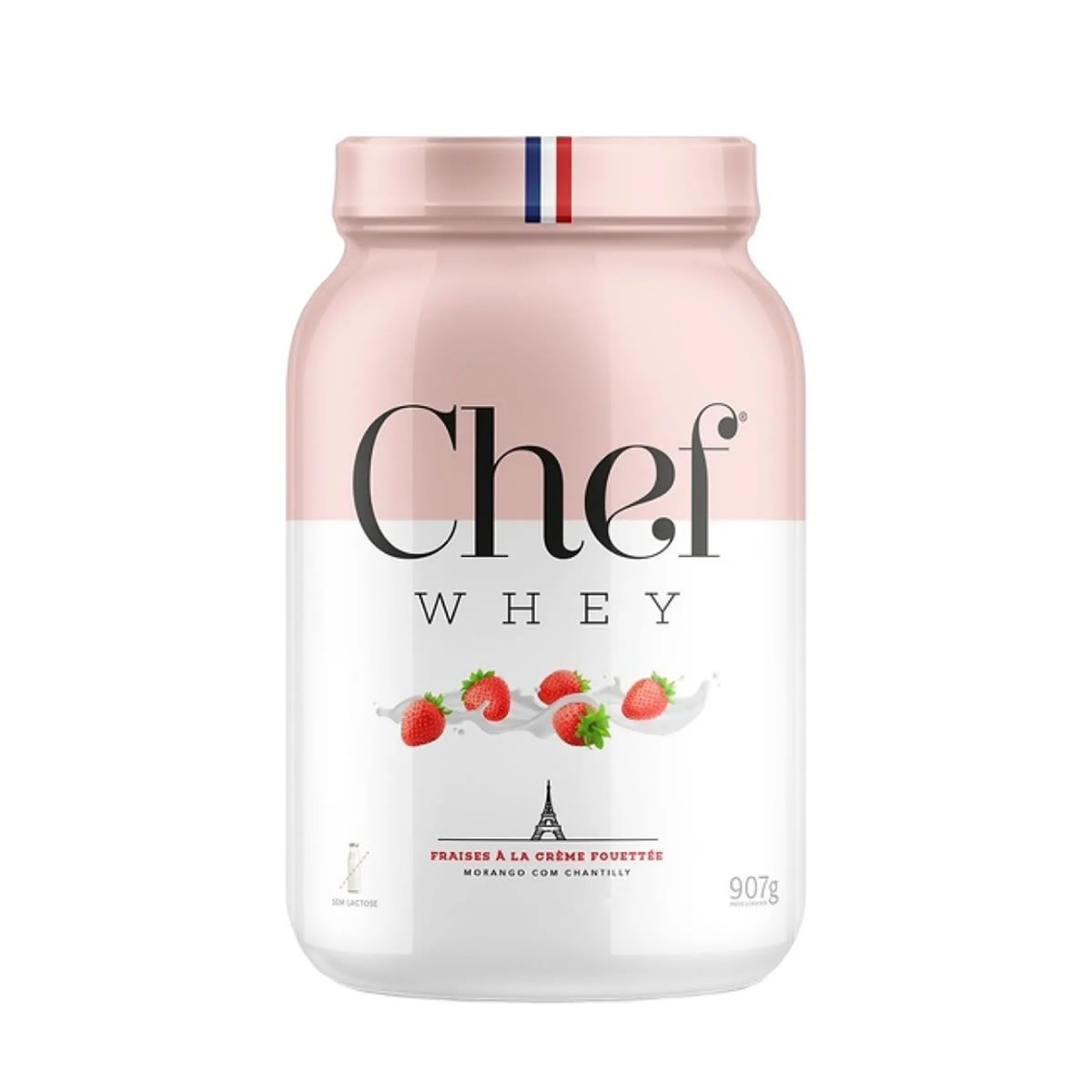 Whey Protein Sem Lactose - 907g Morango com Chantily - Chef Whey