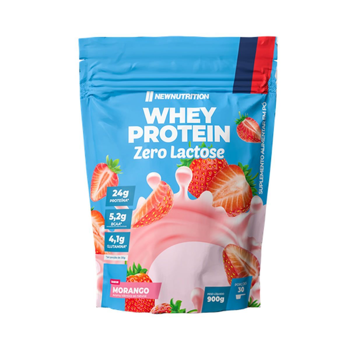 Whey Protein Zero Lactose - 900g Refil Morango - NewNutrition
