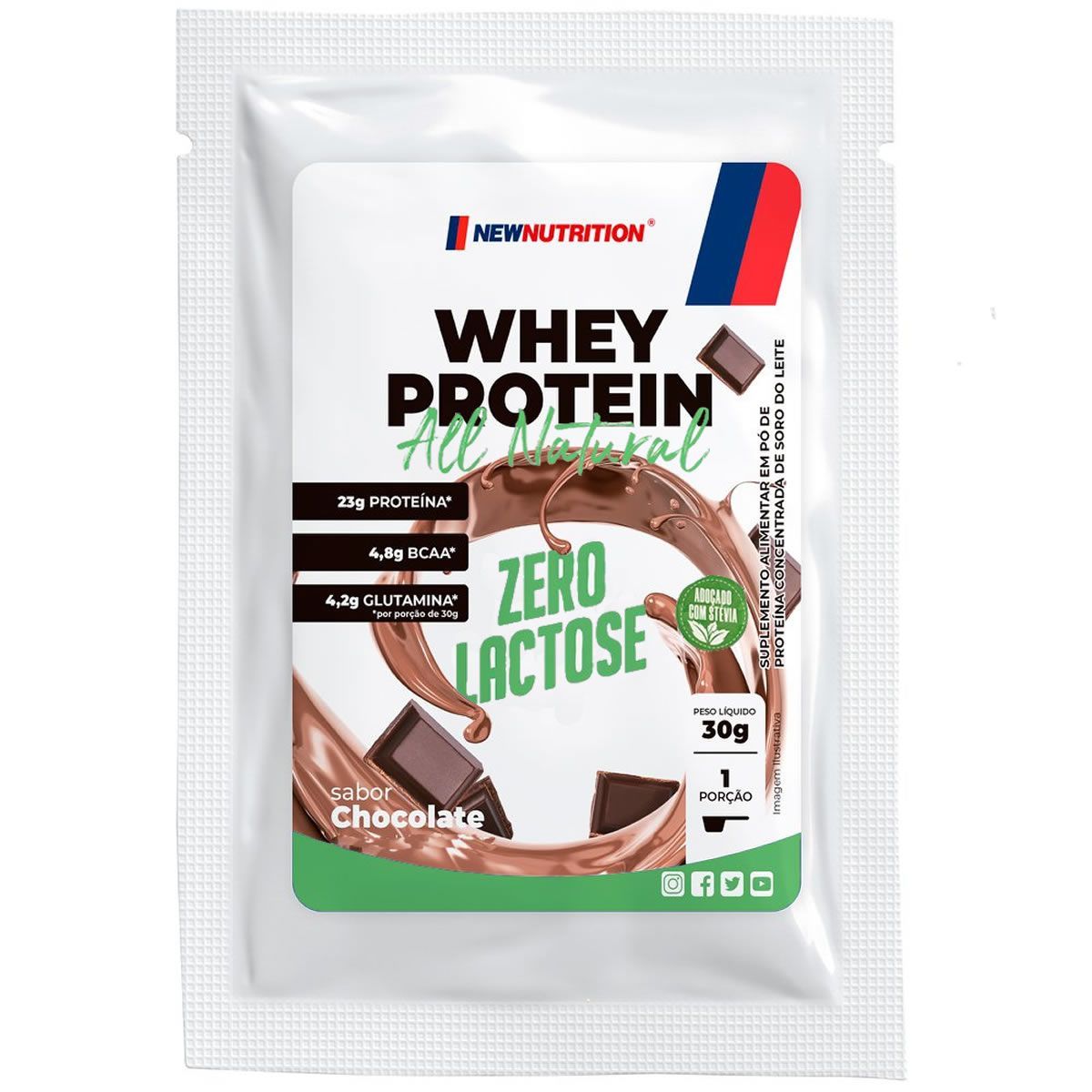 Whey  Protein Zero Lactose All Natural - 1 Sach� 30g Chocolate - Newnutrition