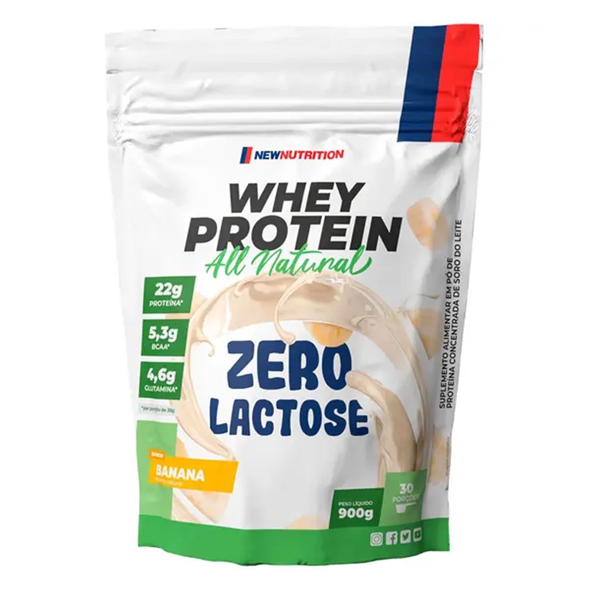Whey Protein Zero Lactose All Natural - 900g Banana - NewNutrition