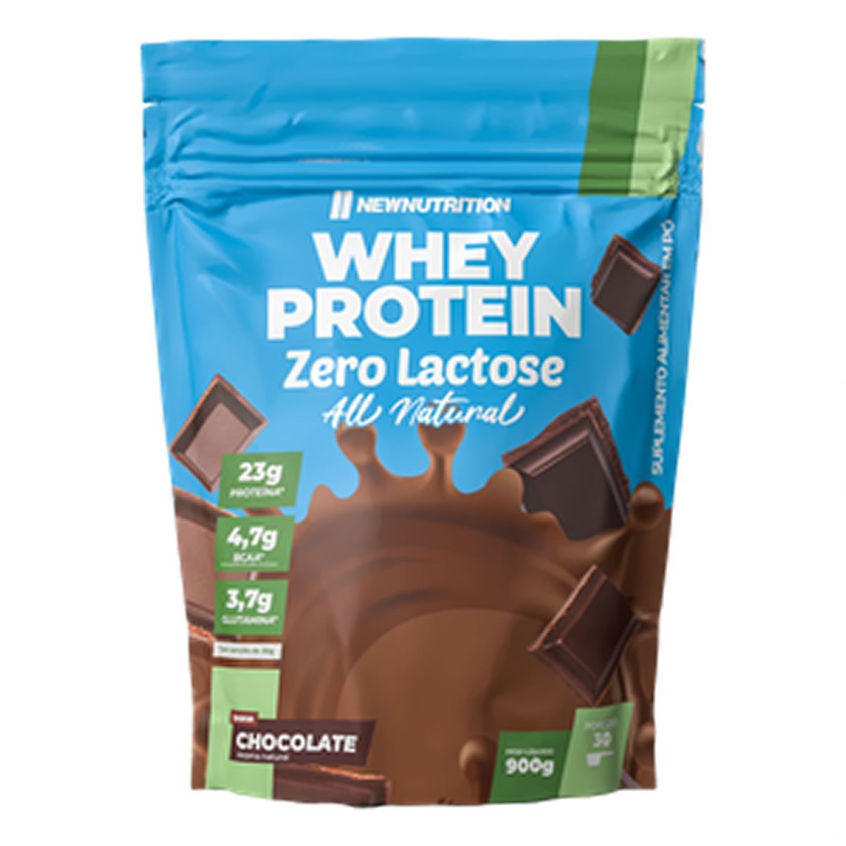 Whey Protein Zero Lactose All Natural - 900g Refil Chocolate - NewNutrition