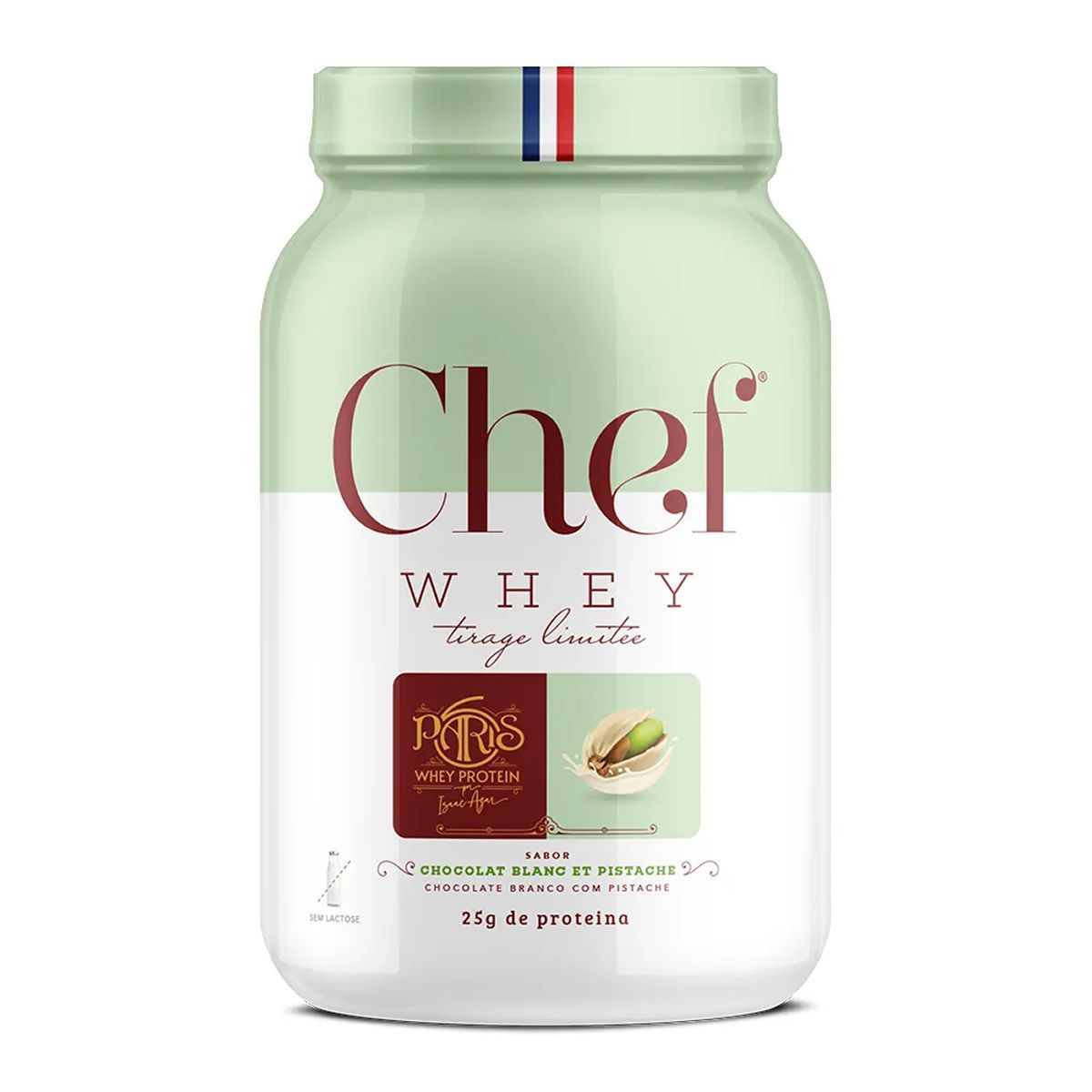 Whey Protiein Paris 6 Sem Lactose - 800g Chocolate Branco com Pistache - Chef Whey