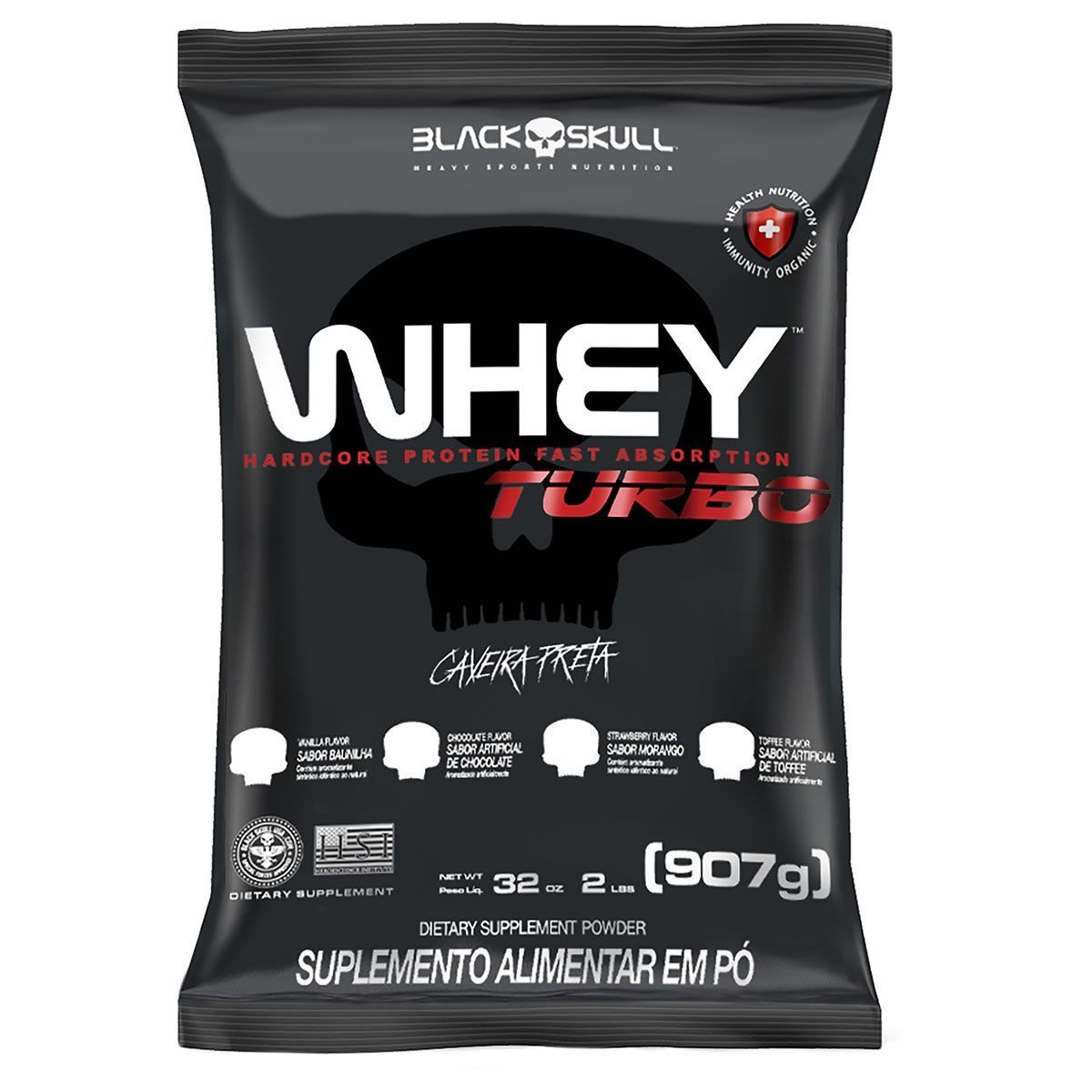 Whey Turbo - 907g Refil Toffee - Black Skull***EMBALAGEM FURADA  Data Venc. 30/10/2023