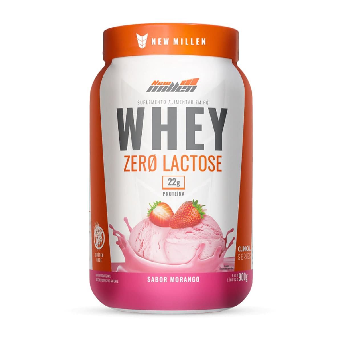 Whey Zero Lactose - 900g Morango - New Millen