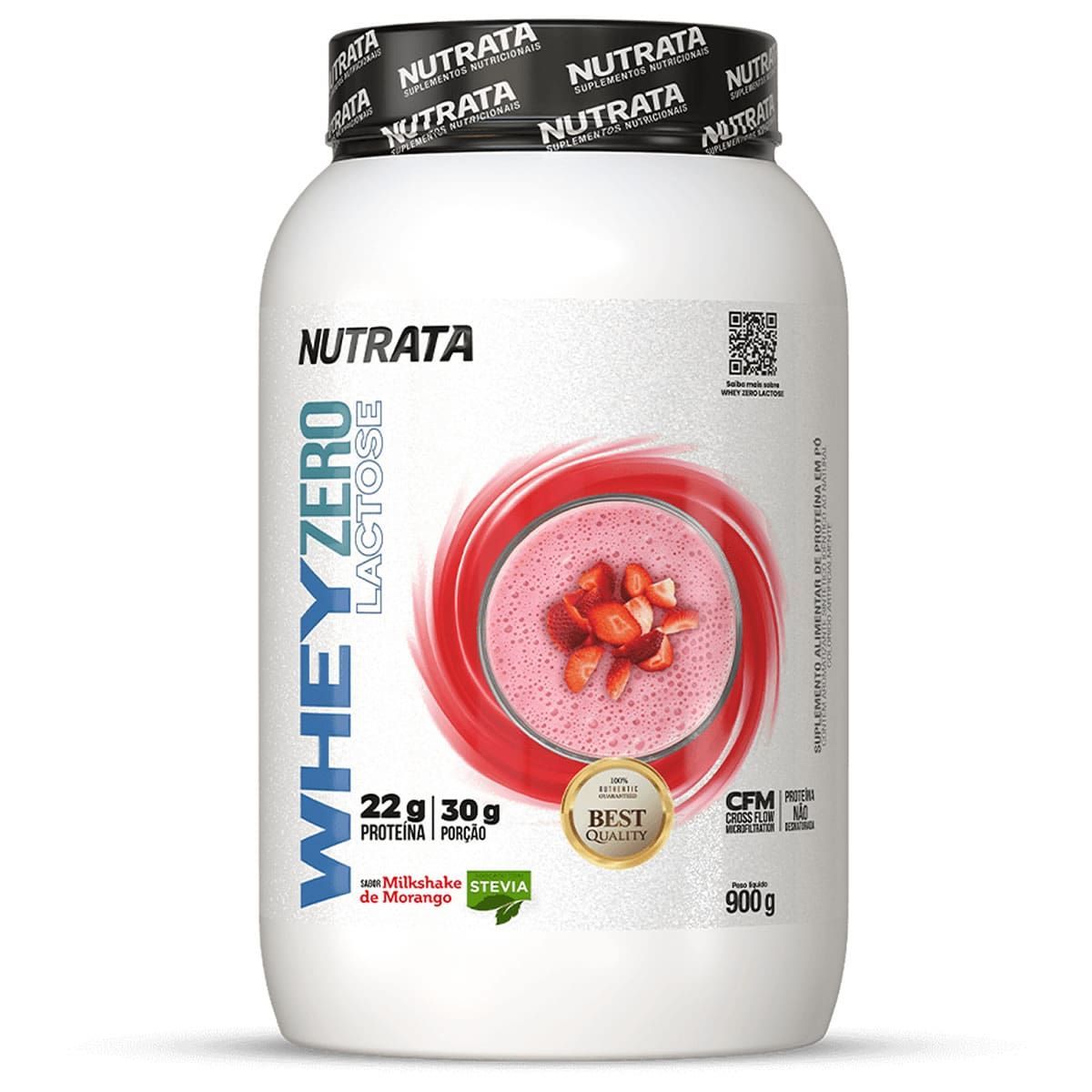 Whey Zero Lactose - 900g Morango - Nutrata*** Data Venc. 30/10/2025
