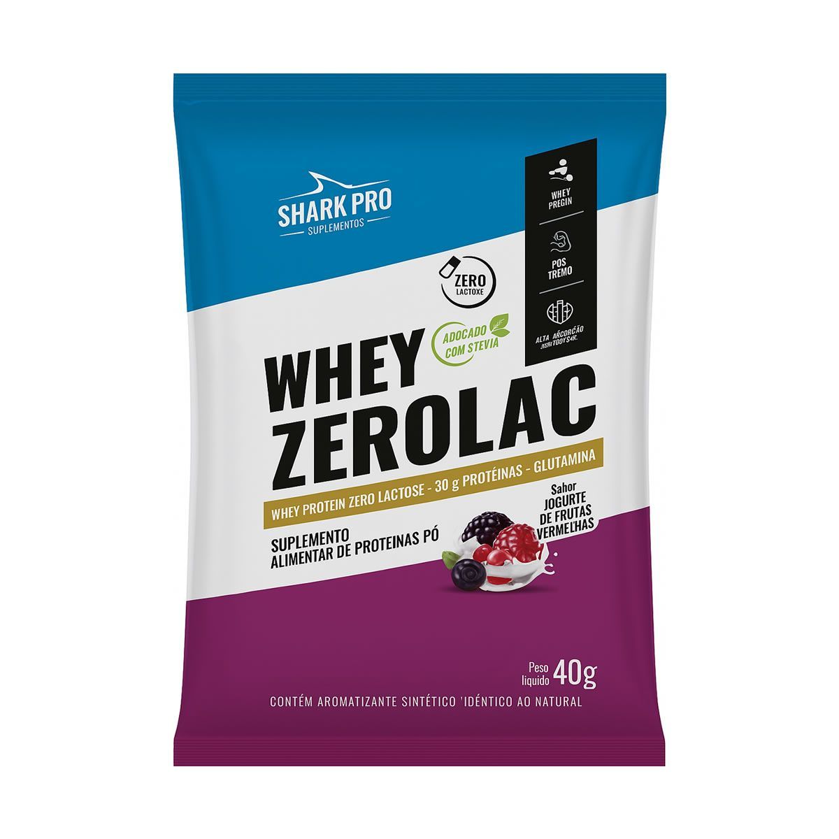 Whey Zerolac - 1 Sach� 40gr Iogurte de Frutas Vermelhas - Shark Pro