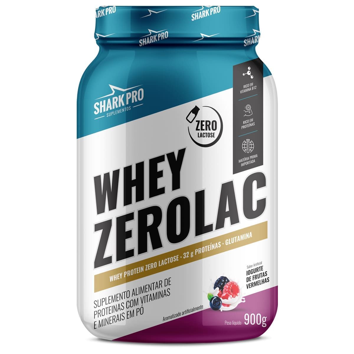 Whey ZeroLac - 900g Iogurte de Frutas Vermelhas - Shark Pro