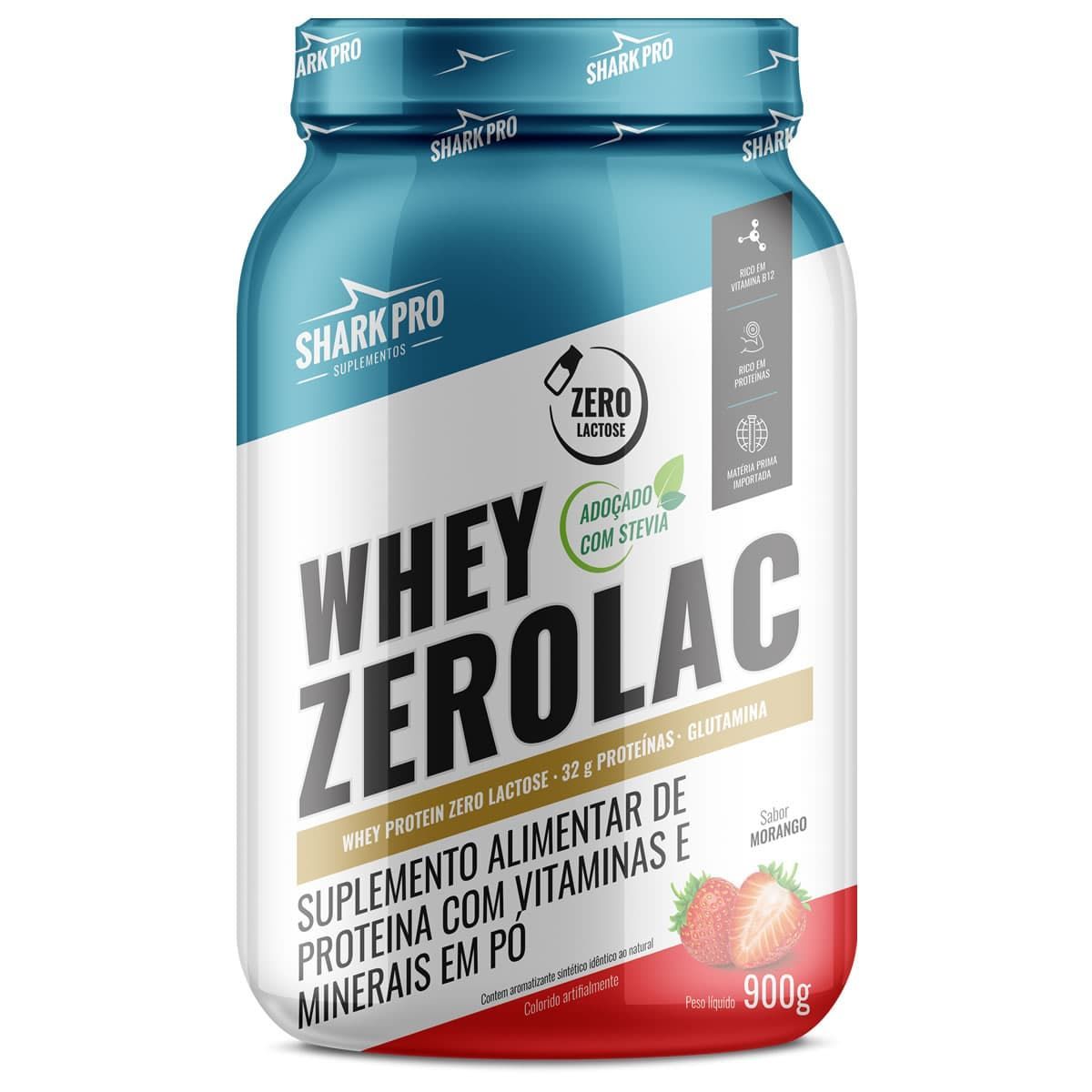 Whey ZeroLac - 900g Morango - Shark Pro